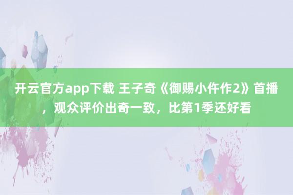 开云官方app下载 王子奇《御赐小仵作2》首播，观众评价出奇一致，比第1季还好看