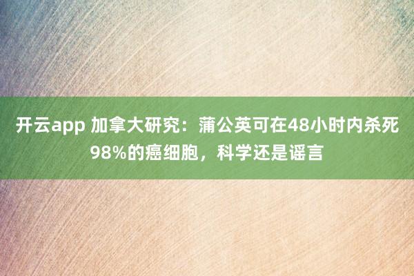 开云app 加拿大研究：蒲公英可在48小时内杀死98%的癌细胞，科学还是谣言