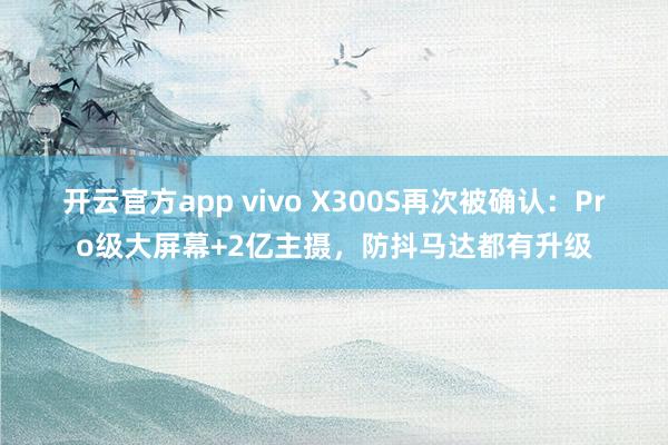 开云官方app vivo X300S再次被确认：Pro级大屏幕+2亿主摄，防抖马达都有升级