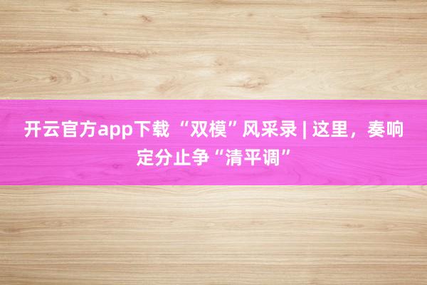 开云官方app下载 “双模”风采录 | 这里，奏响定分止争“清平调”