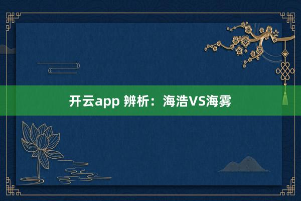 开云app 辨析：海浩VS海雾