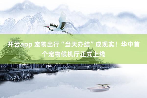 开云app 宠物出行“当天办结”成现实！华中首个宠物候机厅正式上线