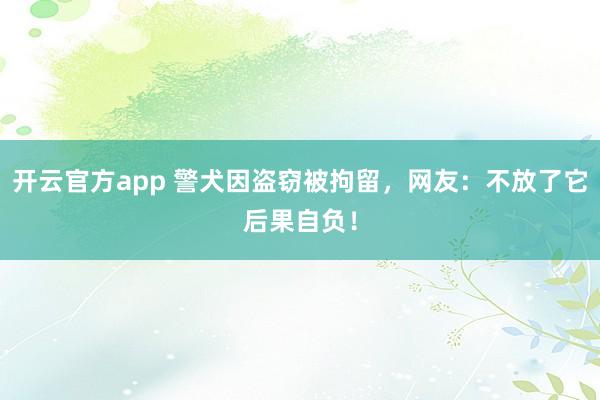 开云官方app 警犬因盗窃被拘留，网友：不放了它后果自负！
