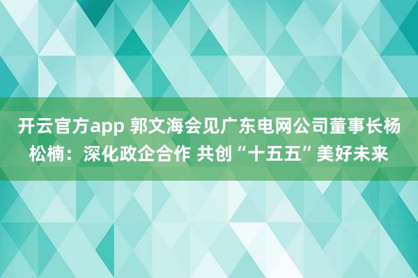 开云官方app 郭文海会见广东电网公司董事长杨松楠：深化政企合作 共创“十五五”美好未来