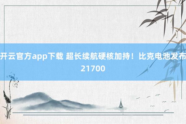 开云官方app下载 超长续航硬核加持!比克电池发布21700