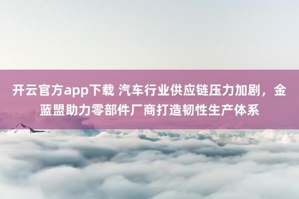 开云官方app下载 汽车行业供应链压力加剧,金蓝盟助力零部件厂商打造韧性生产体系