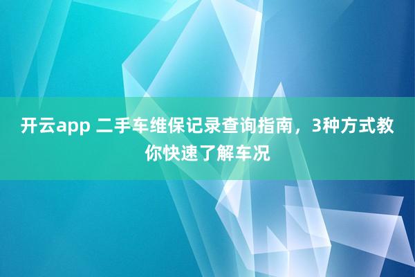 开云app 二手车维保记录查询指南，3种方式教你快速了解车况