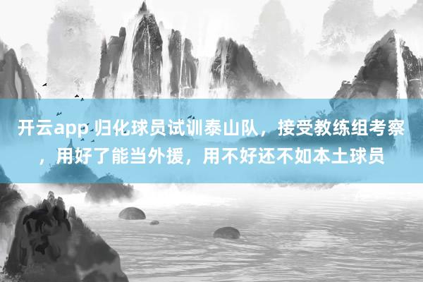 开云app 归化球员试训泰山队,接受教练组考察,用好了能当外援,用不好还不如本土球员
