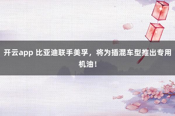 开云app 比亚迪联手美孚，将为插混车型推出专用机油！