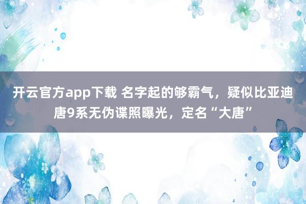 开云官方app下载 名字起的够霸气，疑似比亚迪唐9系无伪谍照曝光，定名“大唐”