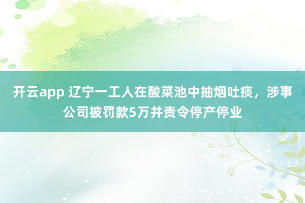 开云app 辽宁一工人在酸菜池中抽烟吐痰，涉事公司被罚款5万并责令停产停业